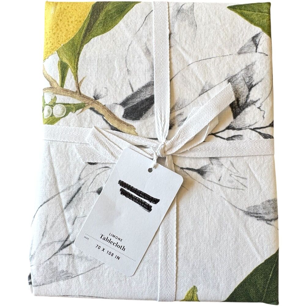 Williams Sonoma Limone 100% Cotton Table Cloth Lemons Italy With Umbrella Hole